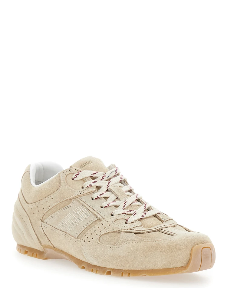 Tb.56 Beige Low Top Sneakers with Logo Lettering on the Tongue and Perforated Details in Suede Woman alternative