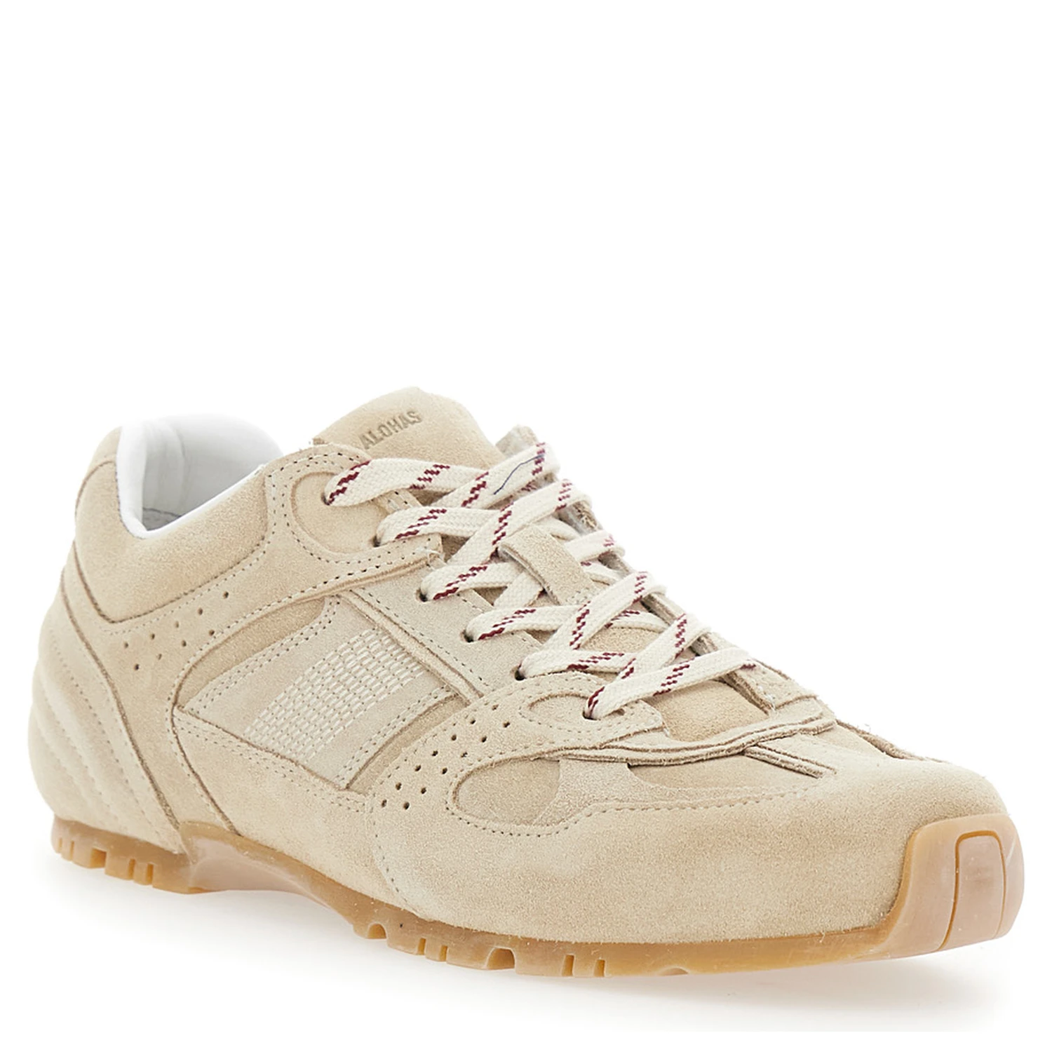 Tb.56 Beige Low Top Sneakers with Logo Lettering on the Tongue and Perforated Details in Suede Woman