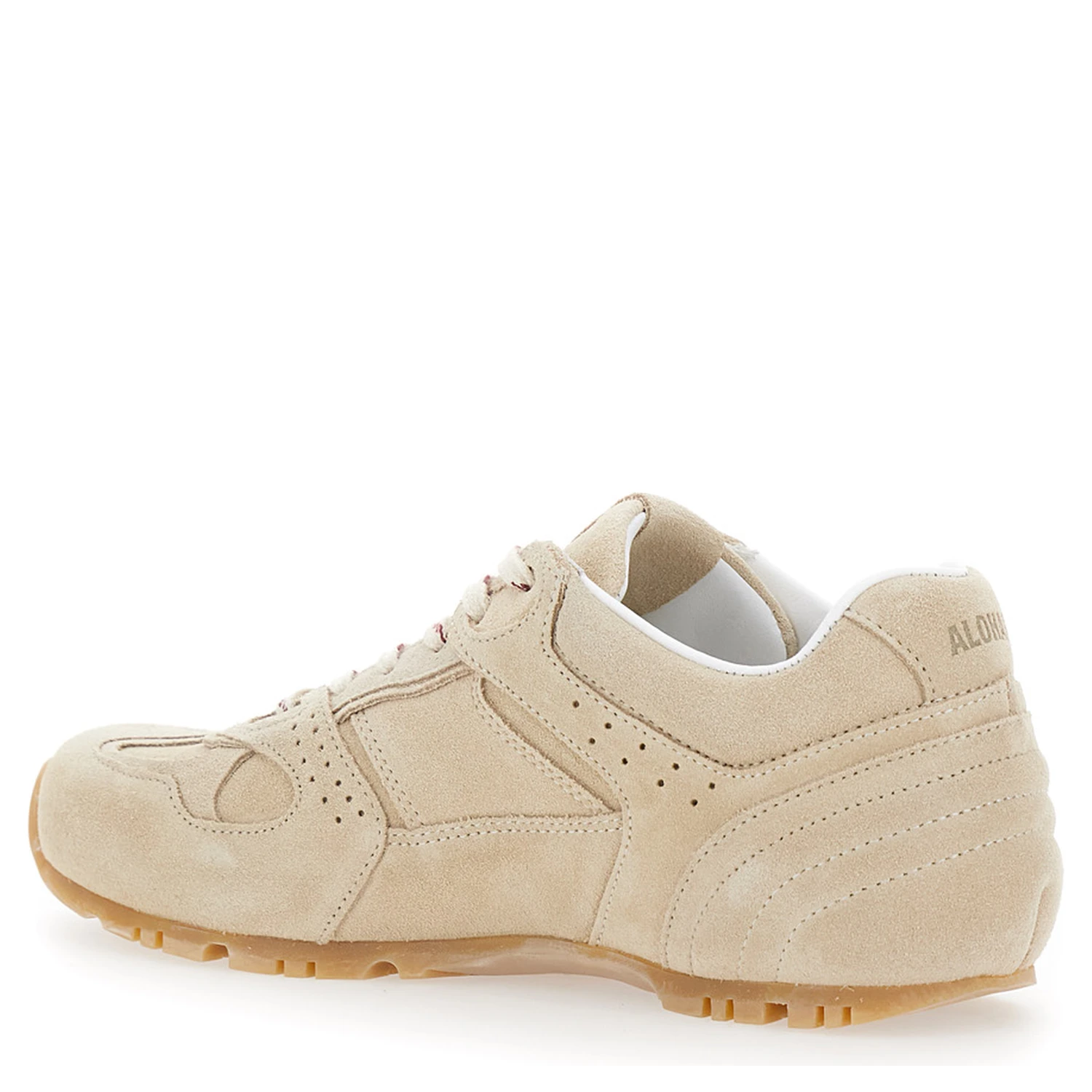 Tb.56 Beige Low Top Sneakers with Logo Lettering on the Tongue and Perforated Details in Suede Woman