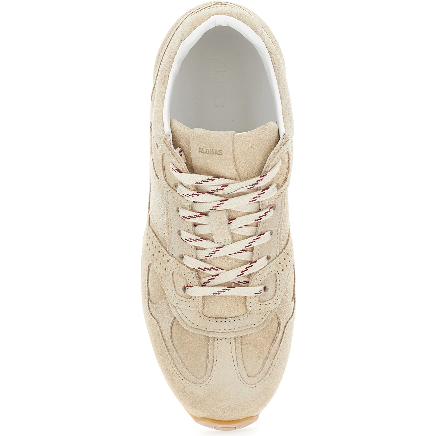 Tb.56 Beige Low Top Sneakers with Logo Lettering on the Tongue and Perforated Details in Suede Woman