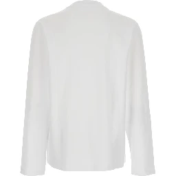 Le T-Shirt Gros Grain White Crewneck T-Shirt with Logo Patch on the Front in Cotton Man