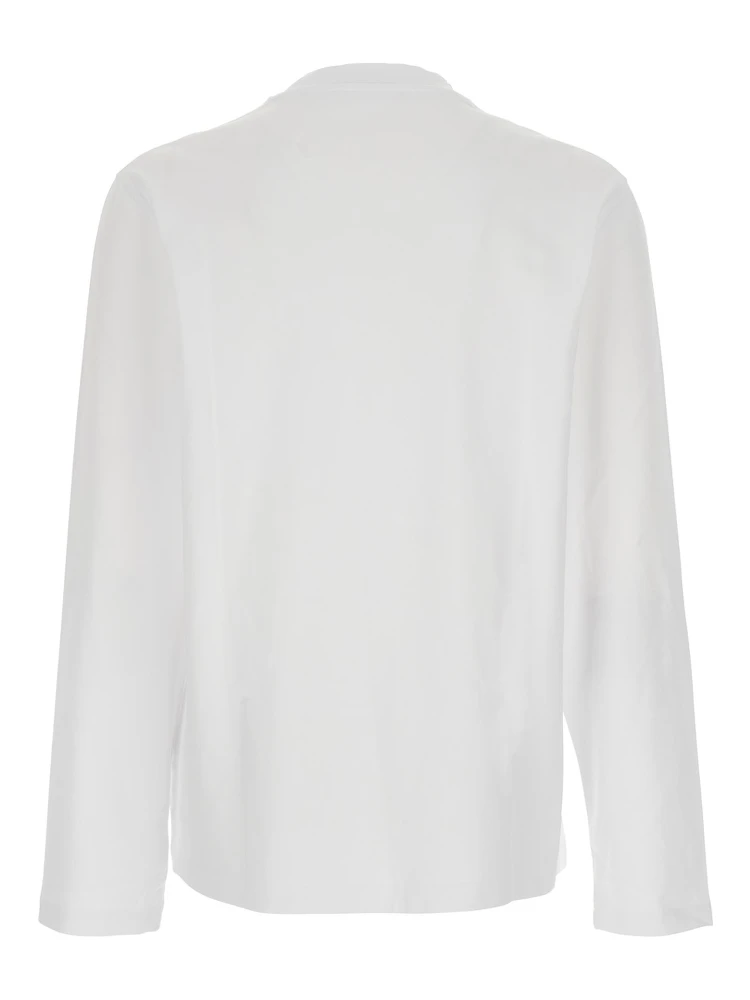 Le T-Shirt Gros Grain White Crewneck T-Shirt with Logo Patch on the Front in Cotton Man alternative