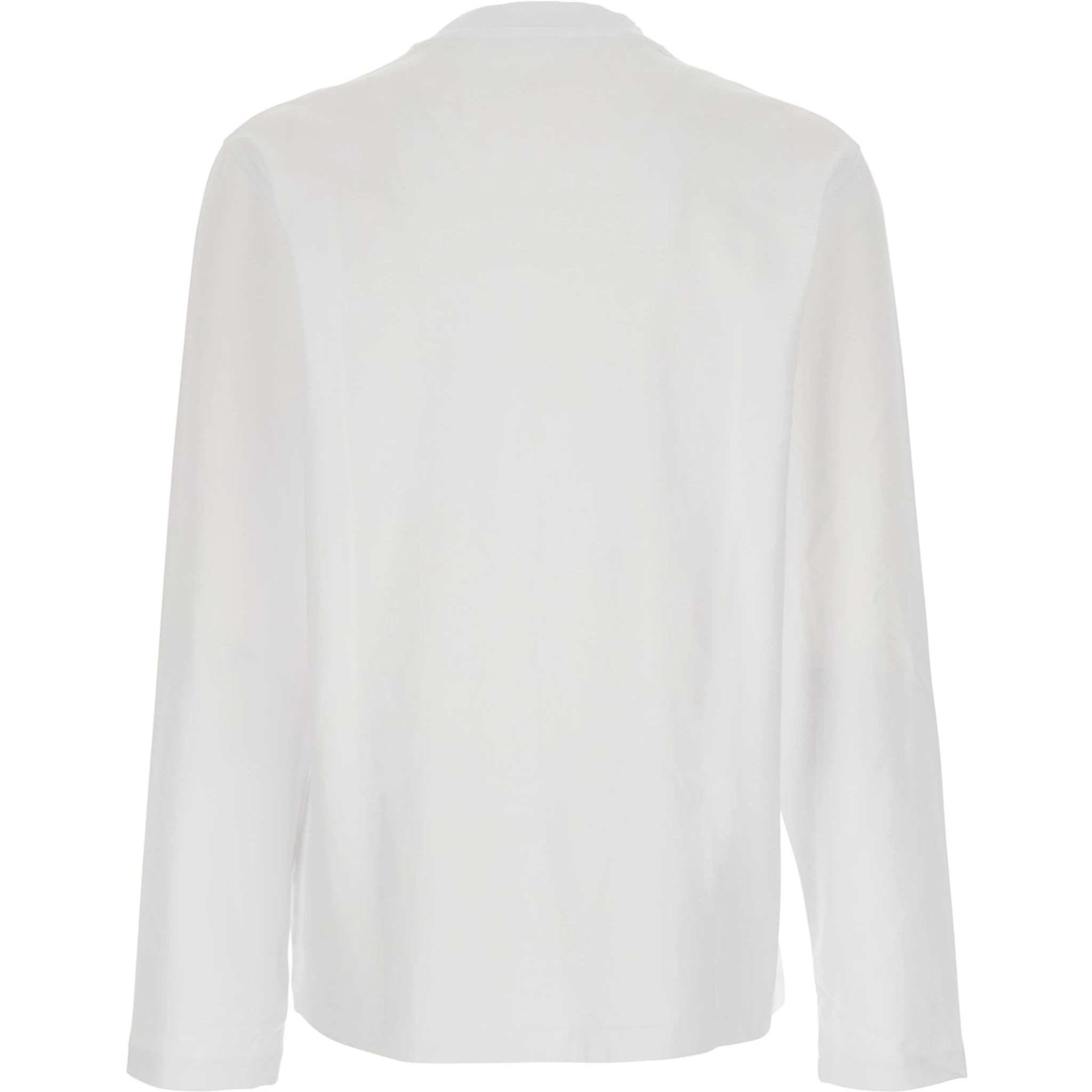 Le T-Shirt Gros Grain White Crewneck T-Shirt with Logo Patch on the Front in Cotton Man