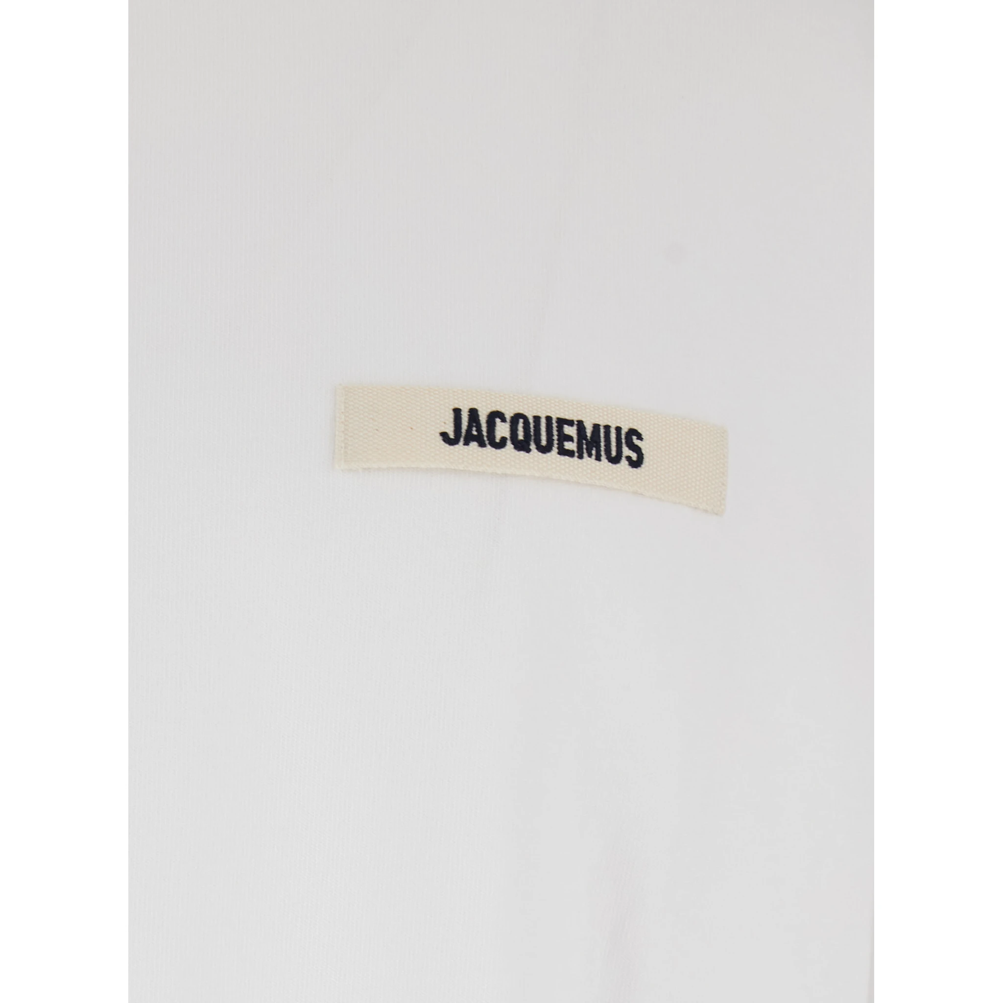 Le T-Shirt Gros Grain White Crewneck T-Shirt with Logo Patch on the Front in Cotton Man