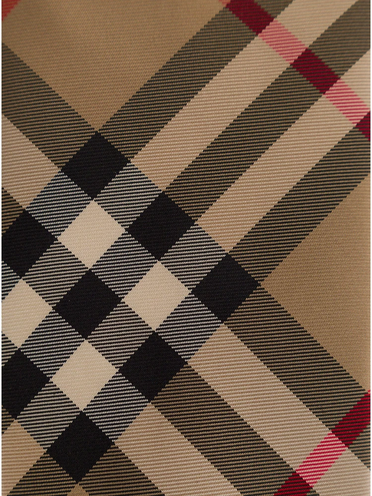 Beige Scarf with All-Over Vintage Check Print in Silk Man alternative