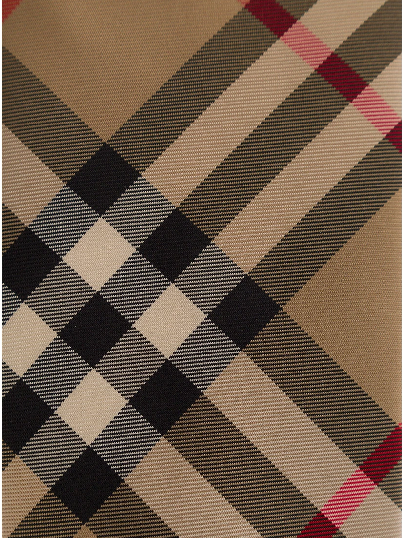 Beige Scarf with All-Over Vintage Check Print in Silk Man