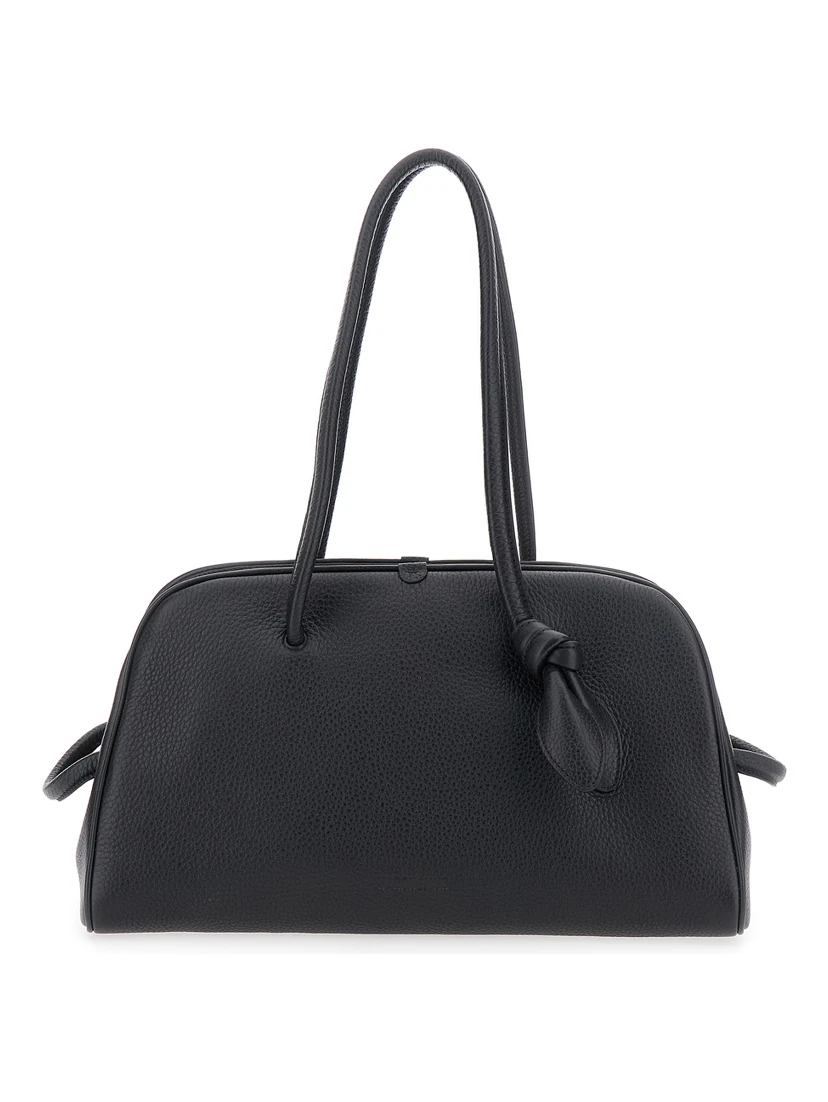 Le Turismo Black Handbag with Two Round Handles in Grained Leather Woman