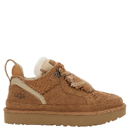 Lo Lowmel Beige Sneakers with Mesh Inserts and Logo on the Side in Suede Woman