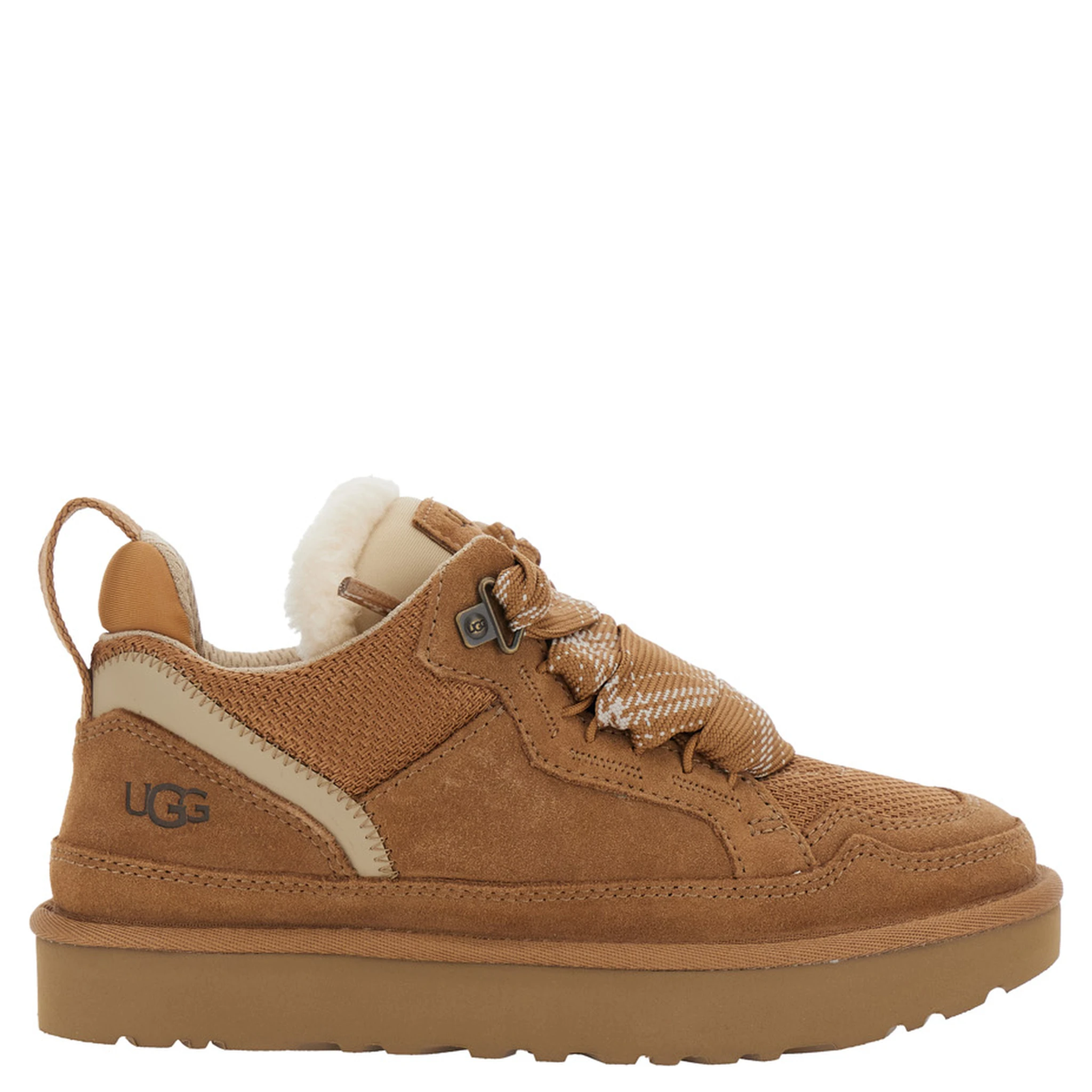 Lo Lowmel Beige Sneakers with Mesh Inserts and Logo on the Side in Suede Woman