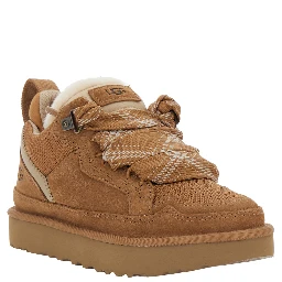 Lo Lowmel Beige Sneakers with Mesh Inserts and Logo on the Side in Suede Woman