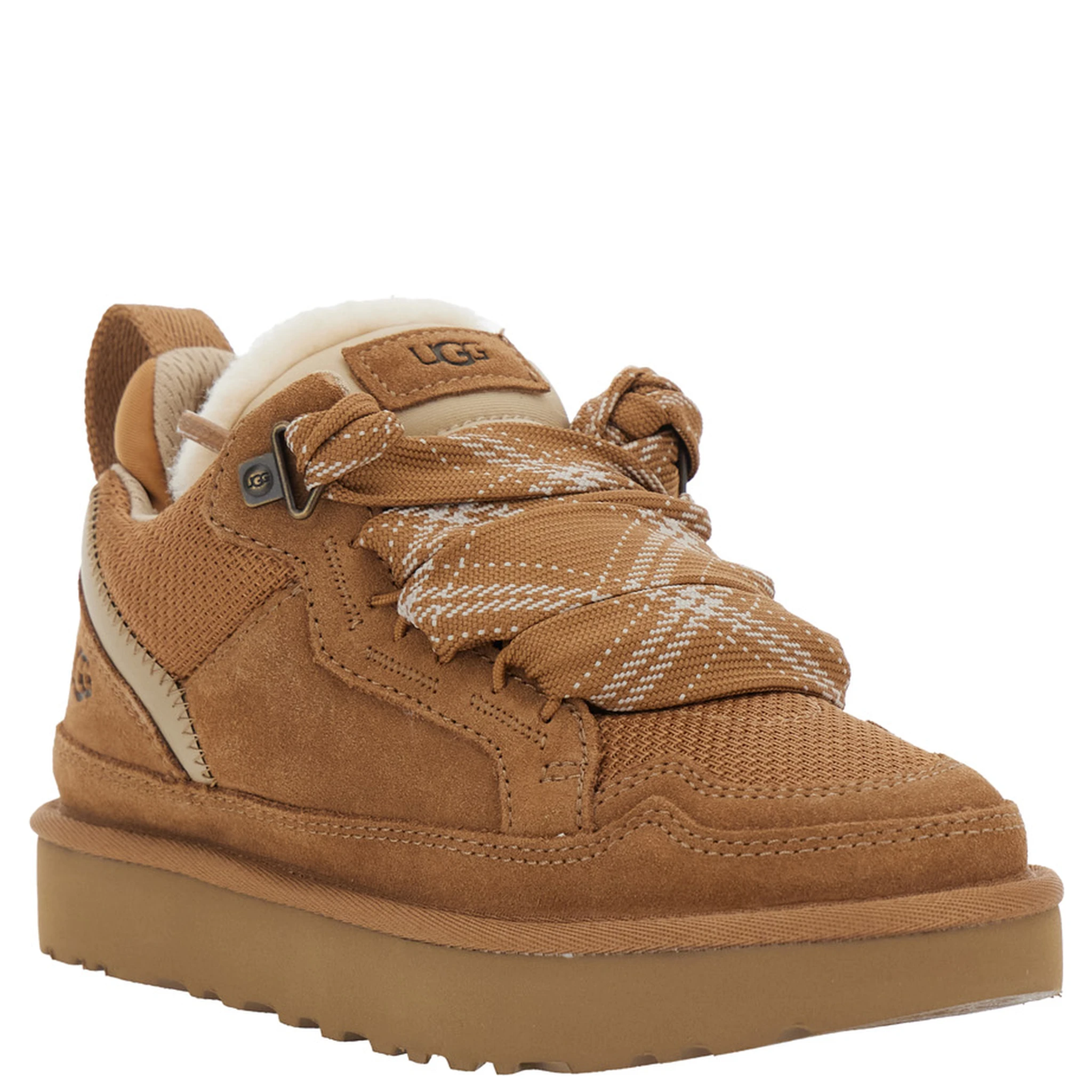 Lo Lowmel Beige Sneakers with Mesh Inserts and Logo on the Side in Suede Woman