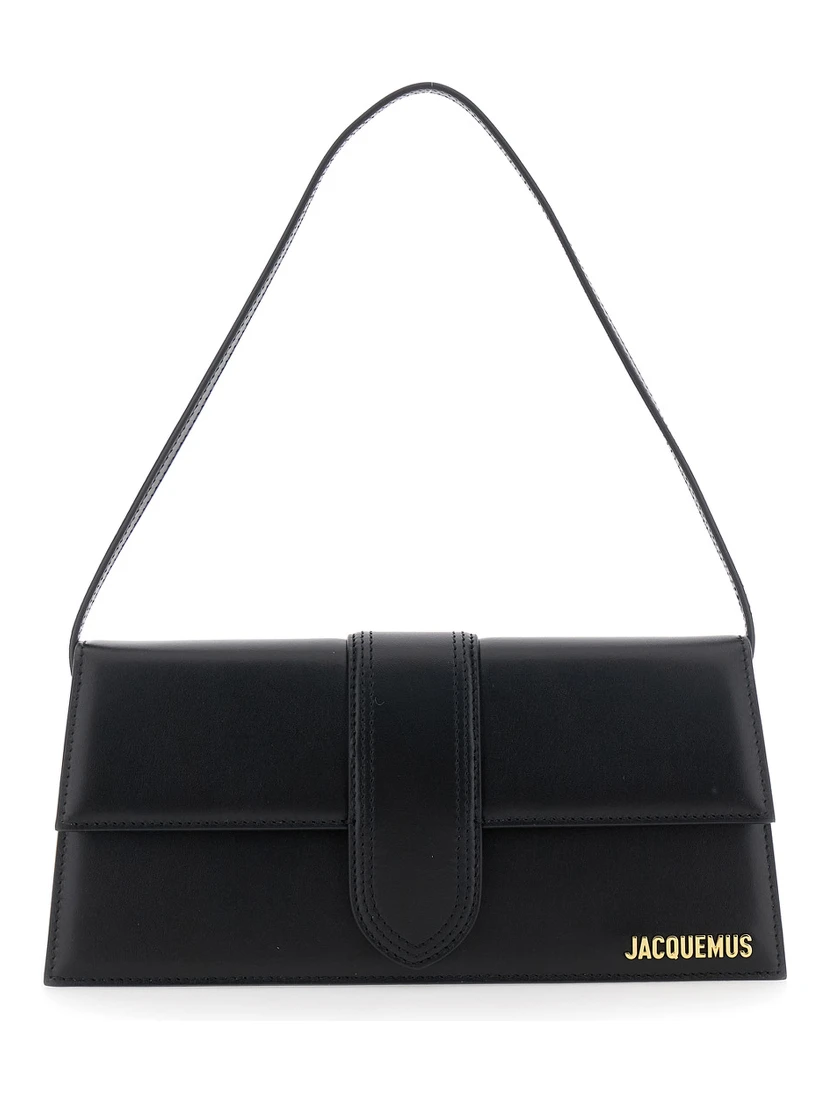 Le Bambino Long Black Shoulder Bag with Removable Shoulder Strap in Leather Woman