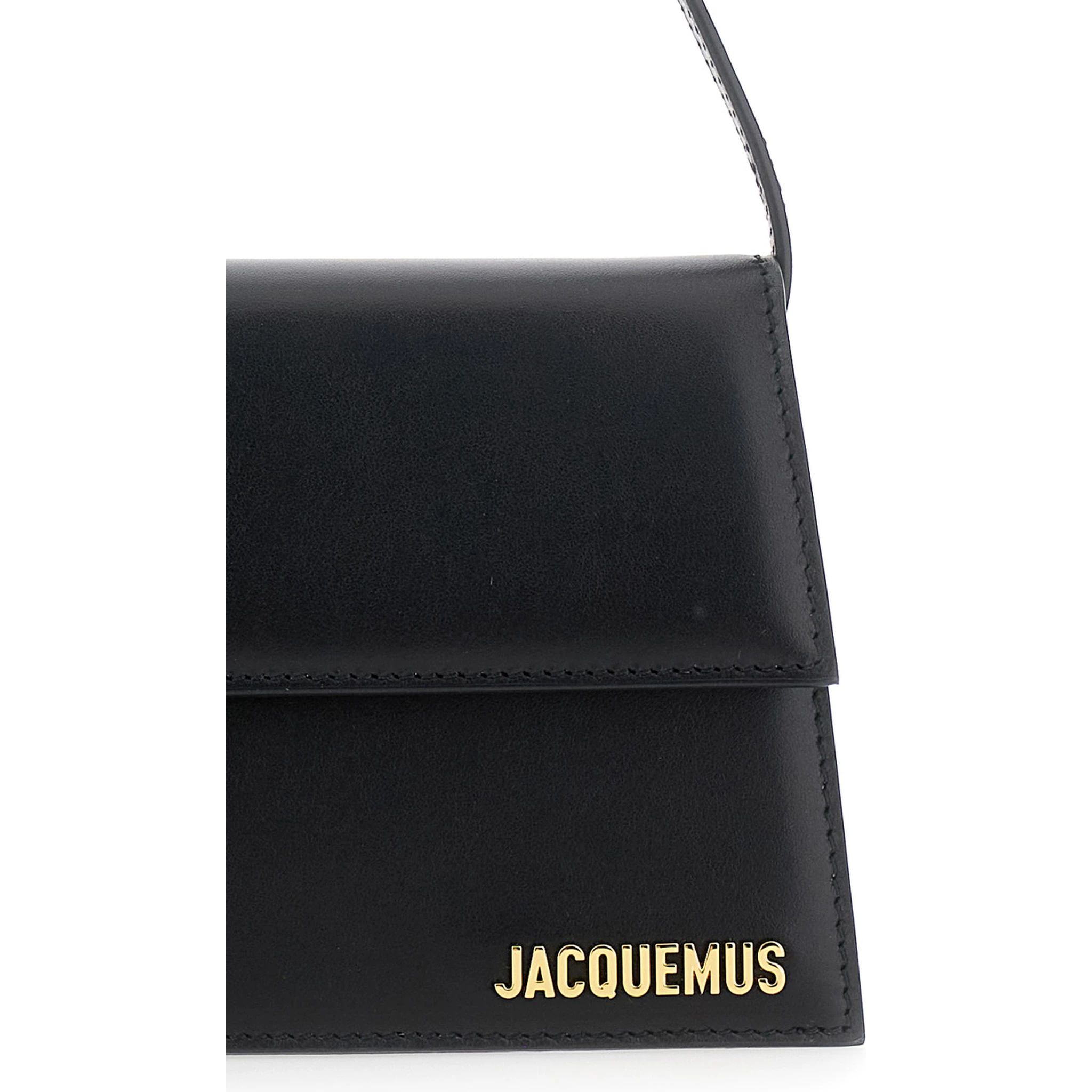 Le Bambino Long Black Shoulder Bag with Removable Shoulder Strap in Leather Woman