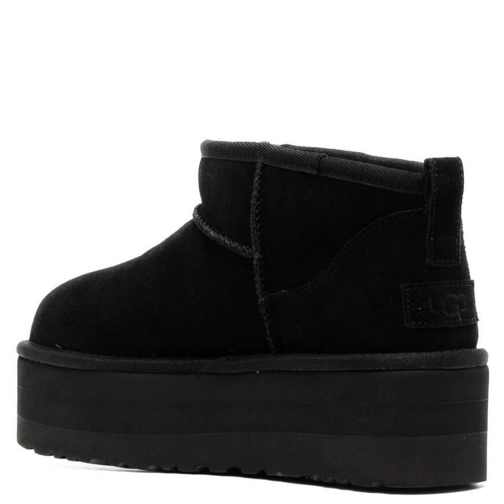 Ultramini Black Boots with Platform in Suede Woman