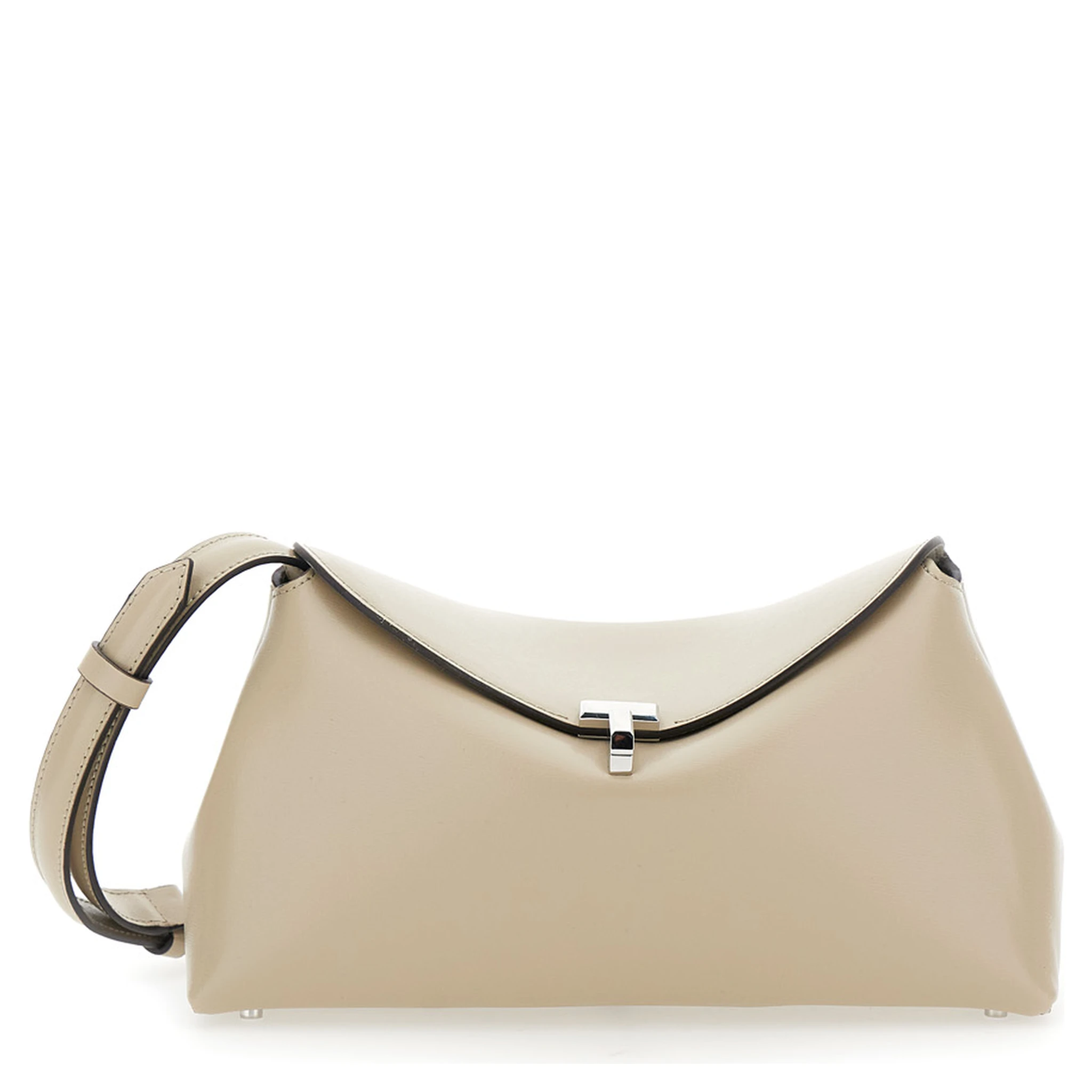 T-Lock Beige Crossbody Bag with T-Closure in Suede Woman
