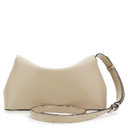 T-Lock Beige Crossbody Bag with T-Closure in Suede Woman