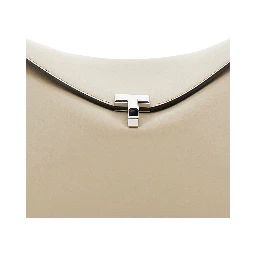 T-Lock Beige Crossbody Bag with T-Closure in Suede Woman