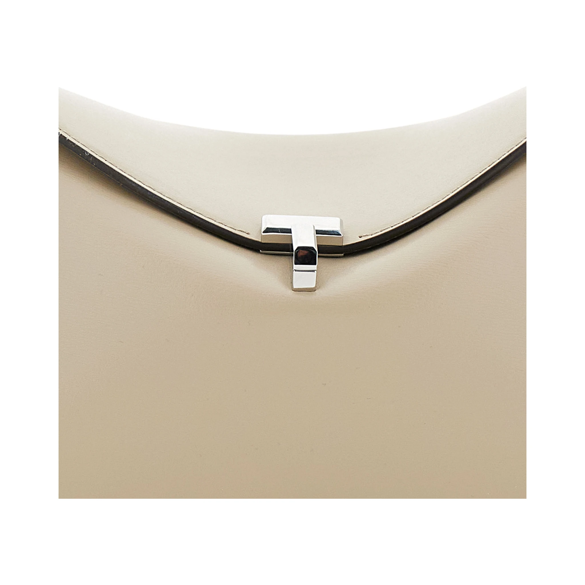 T-Lock Beige Crossbody Bag with T-Closure in Suede Woman