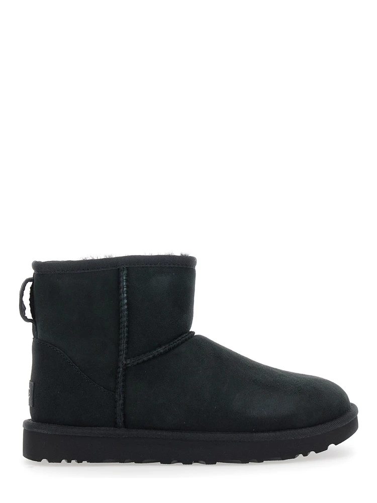 Classic Mini Black Ankle Boots with Logo Patch on the Rear in Suede Woman