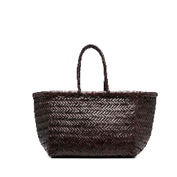 Triple Jump Brown Small Tote Bag in Braided Leather Woman
