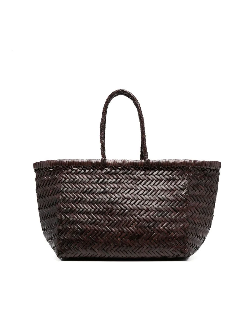Triple Jump Brown Small Tote Bag in Braided Leather Woman