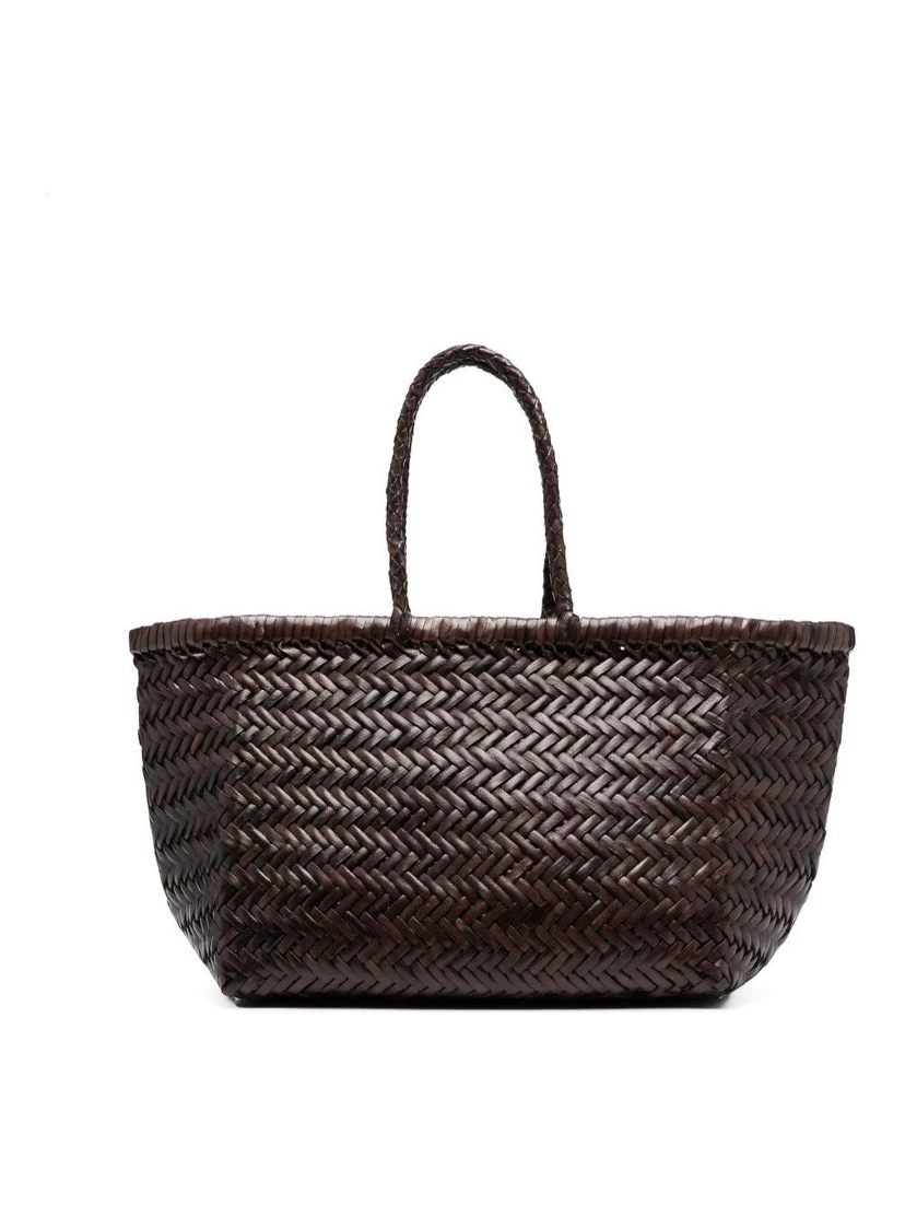 Triple Jump Brown Small Tote Bag in Braided Leather Woman