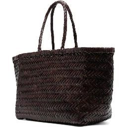 Triple Jump Brown Small Tote Bag in Braided Leather Woman