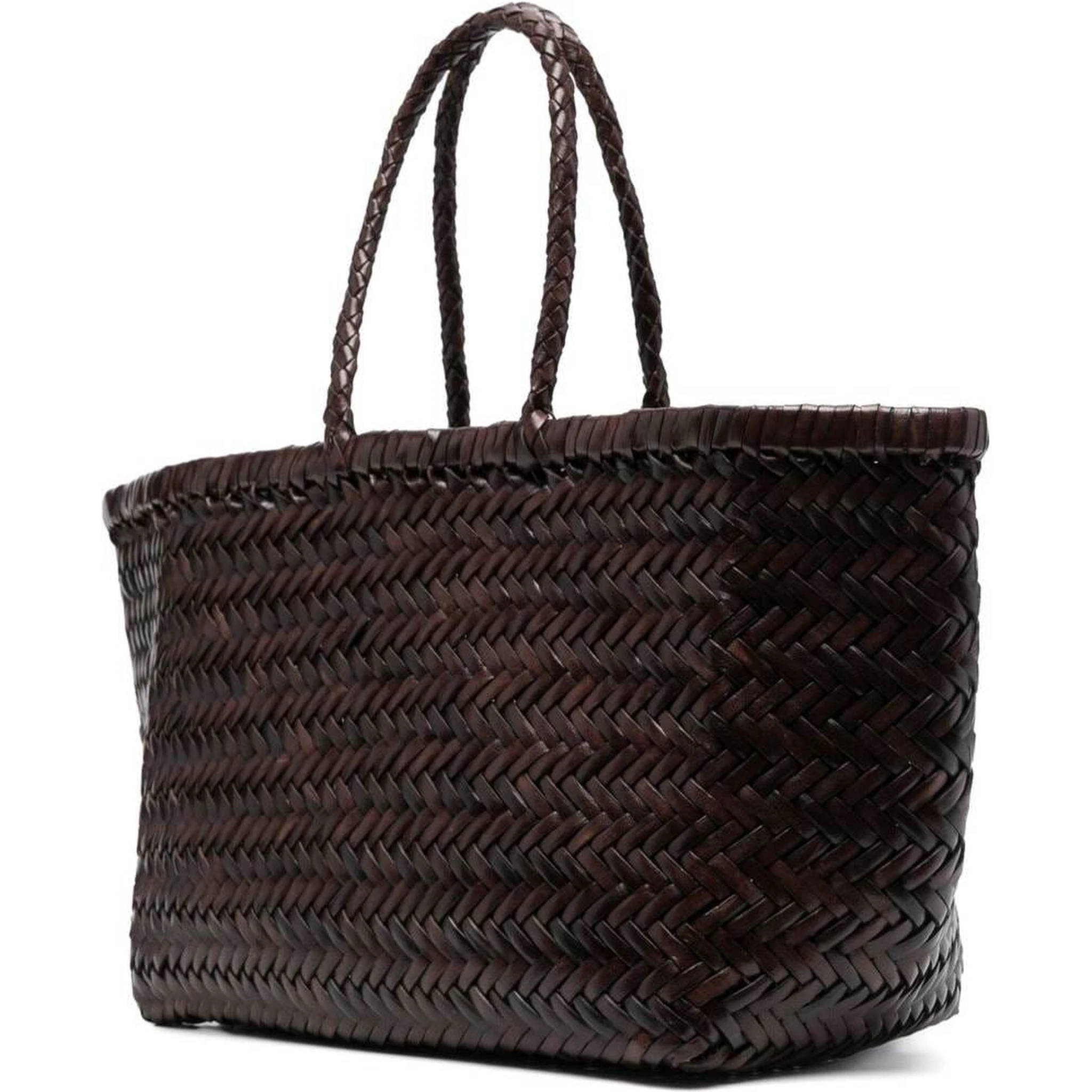 Triple Jump Brown Small Tote Bag in Braided Leather Woman