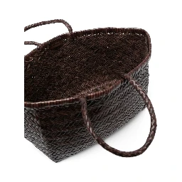 Triple Jump Brown Small Tote Bag in Braided Leather Woman