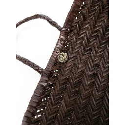 Triple Jump Brown Small Tote Bag in Braided Leather Woman