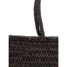 Bamboo Triple Jump Brown Tote Bag in Woven Leather Woman