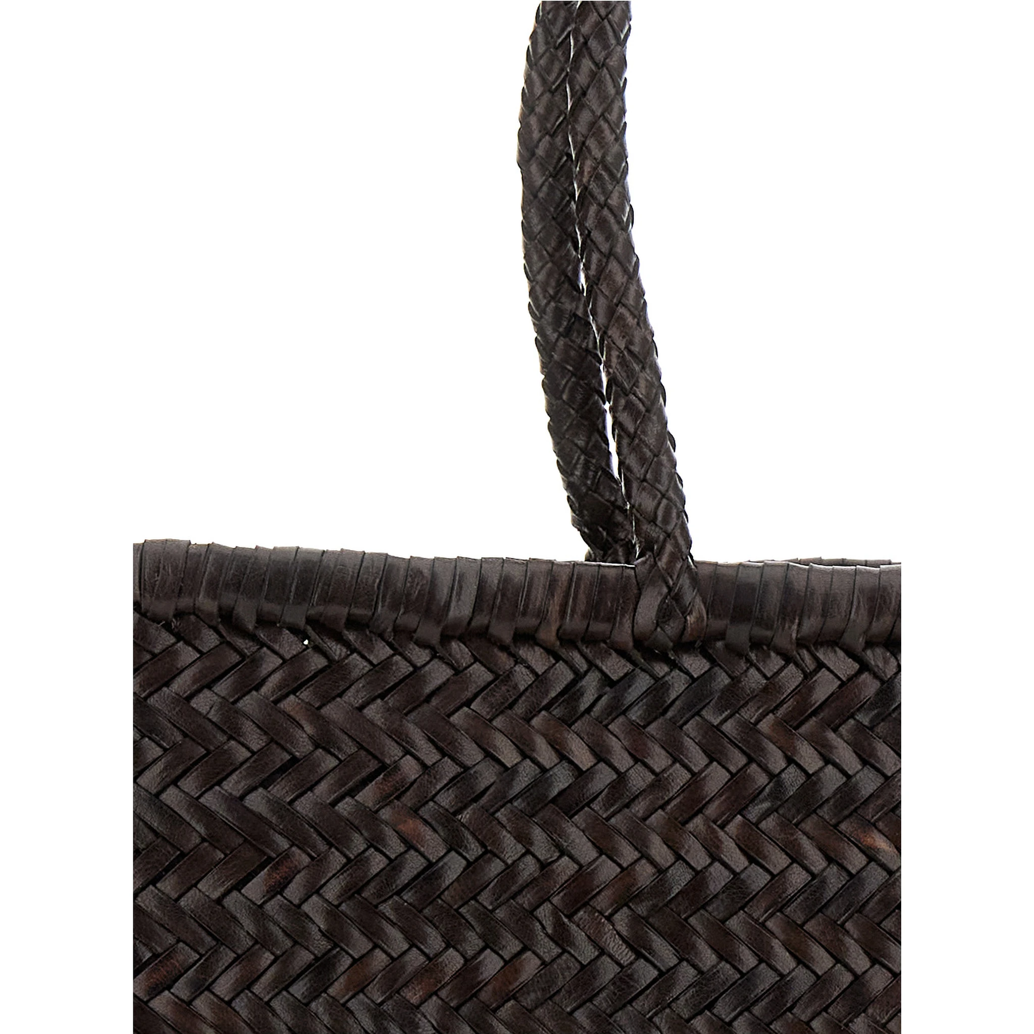 Bamboo Triple Jump Brown Tote Bag in Woven Leather Woman