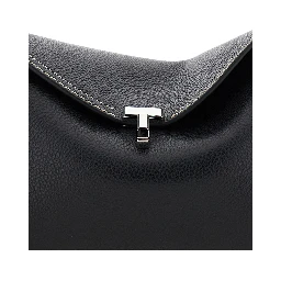 T-Lock Black Crossbody Bag with Twist Lock Closure in Hammered Leather Woman