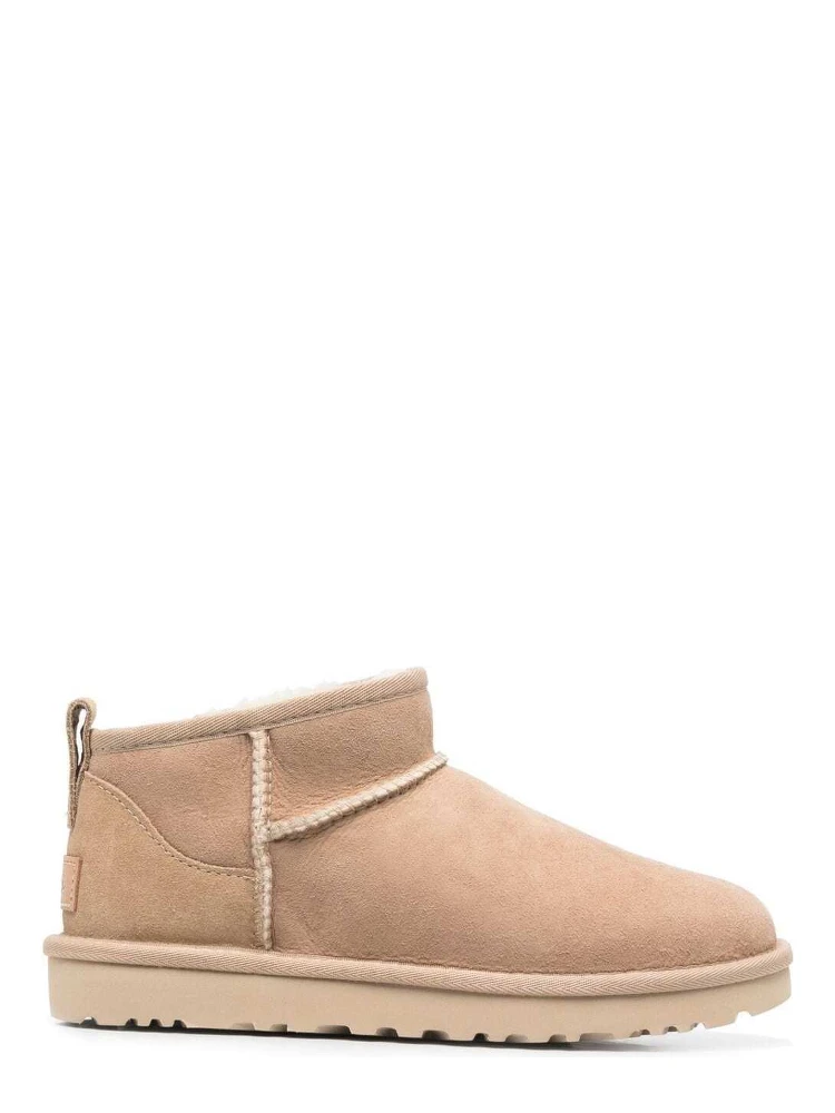 Beige Ultra Mini Boots in Suede Woman