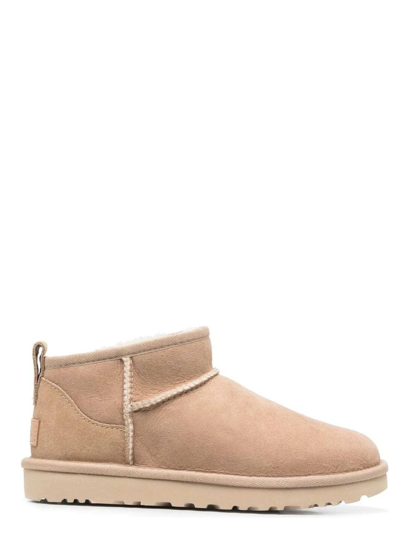 Beige Ultra Mini Boots in Suede Woman