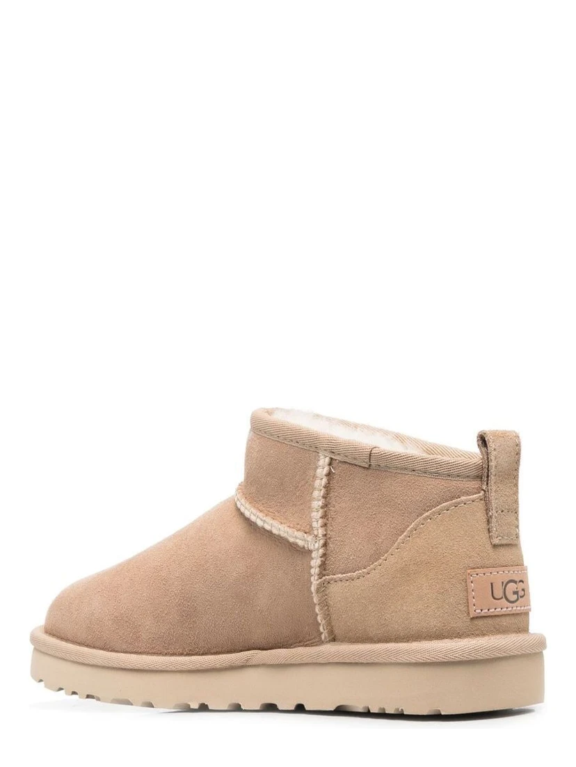 Beige Ultra Mini Boots in Suede Woman