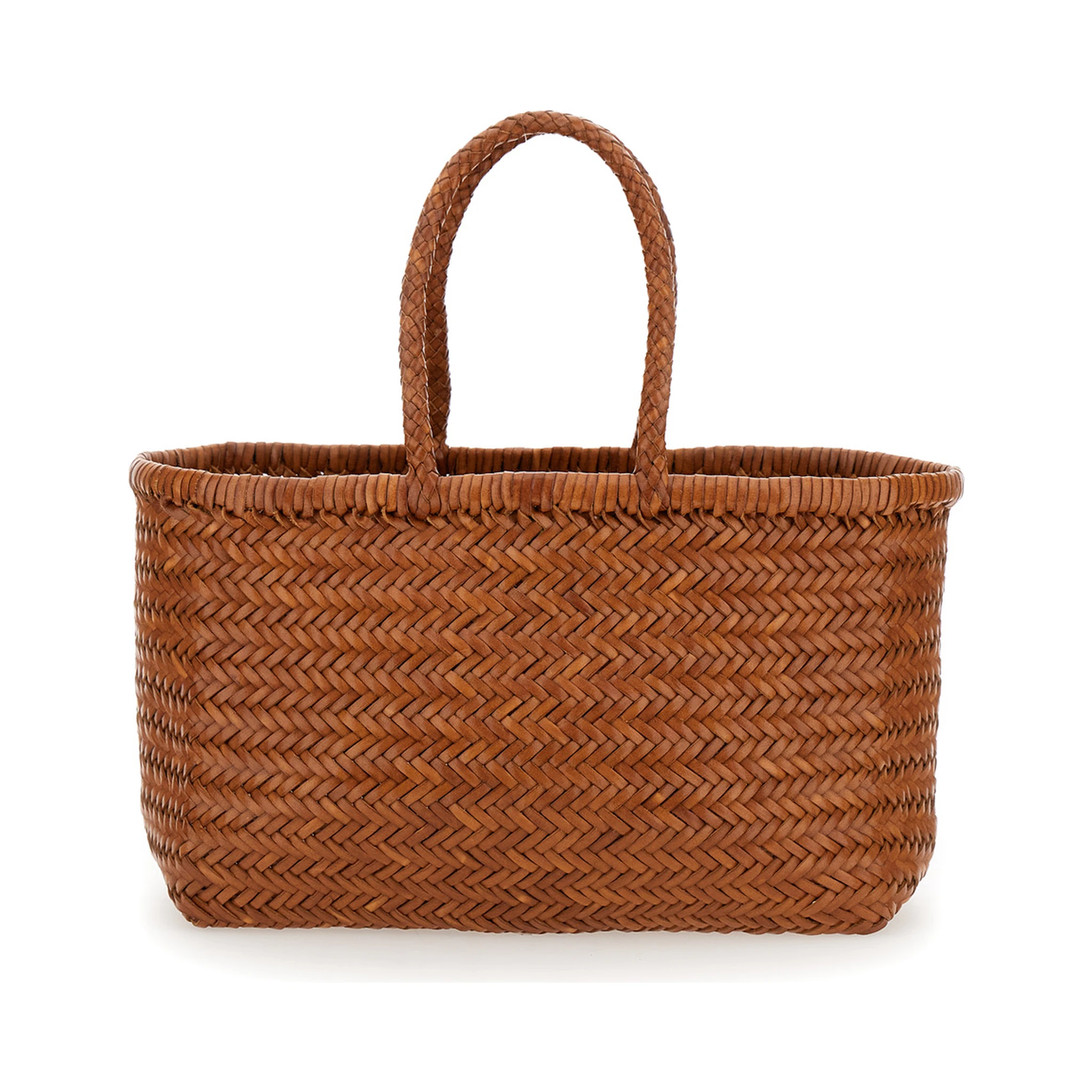 Bamboo Triple Jump Light Brown Tote Bag in Woven Leather Woman