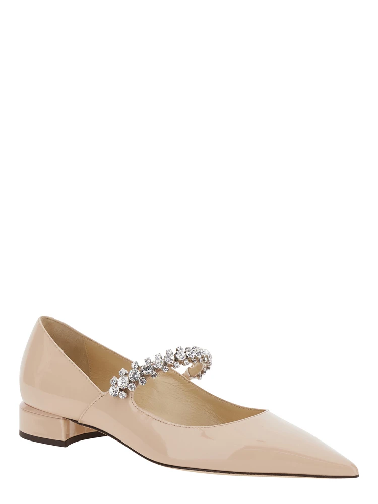 Pink Rhinestoned Ballet Shoes with Low Heel in Patent Leather Woman alternative