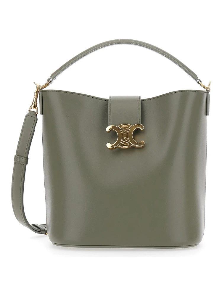 Louise Green Medium Crossbody Bag with Triomphe Plaque on the Front in Leather Woman