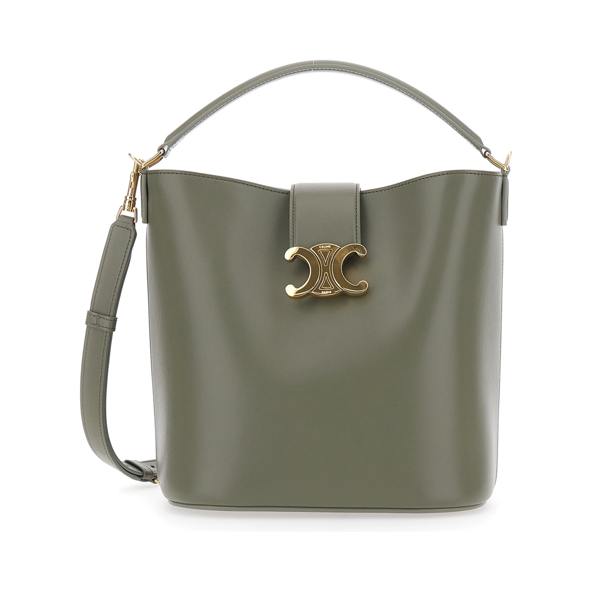 Louise Green Medium Crossbody Bag with Triomphe Plaque on the Front in Leather Woman