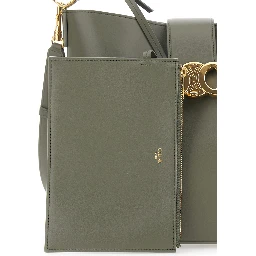 Louise Green Medium Crossbody Bag with Triomphe Plaque on the Front in Leather Woman