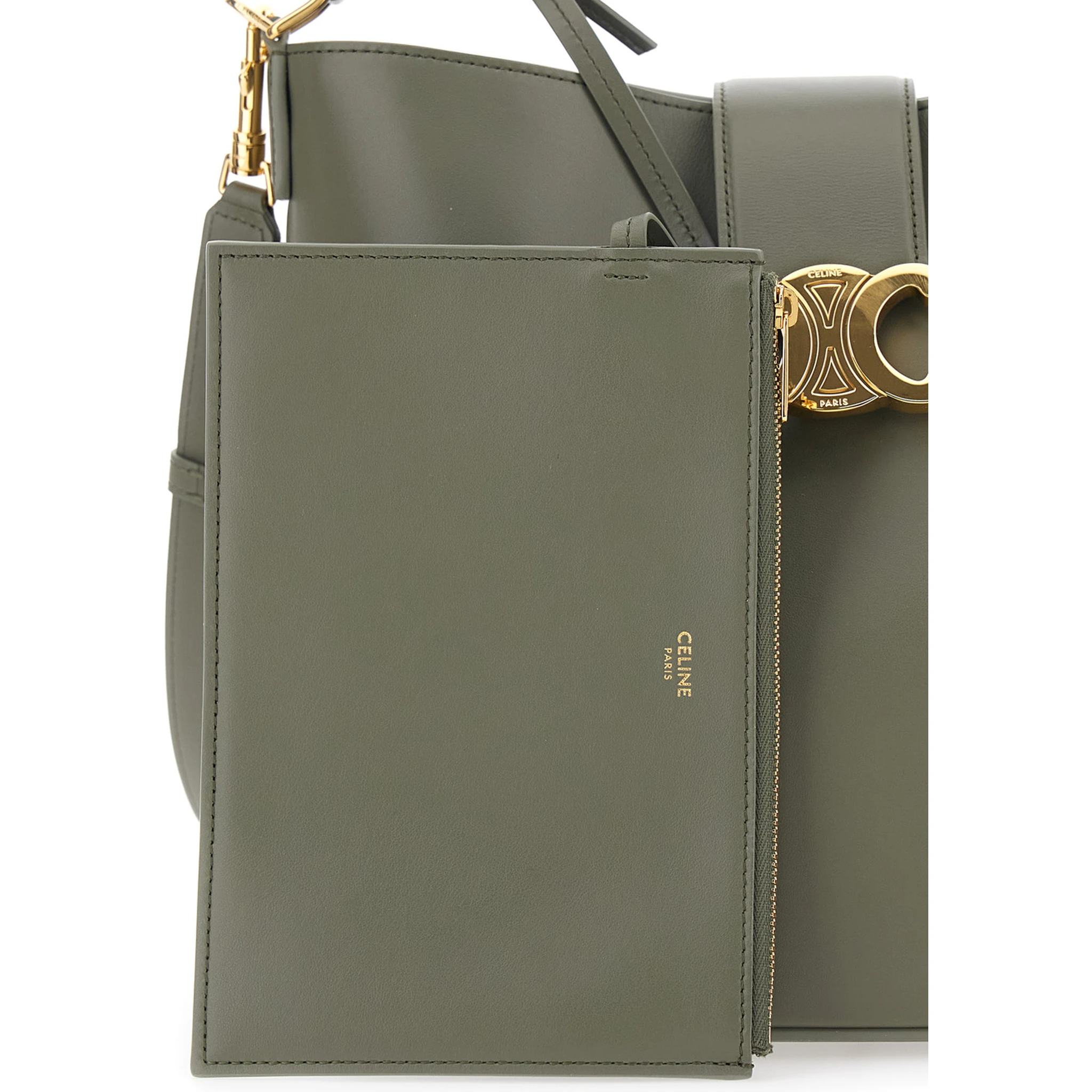 Louise Green Medium Crossbody Bag with Triomphe Plaque on the Front in Leather Woman