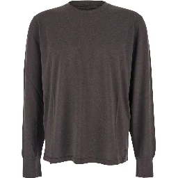 Brown Crewneck T-Shirt with Logo Detail on the Front in Cotton Blend Woman