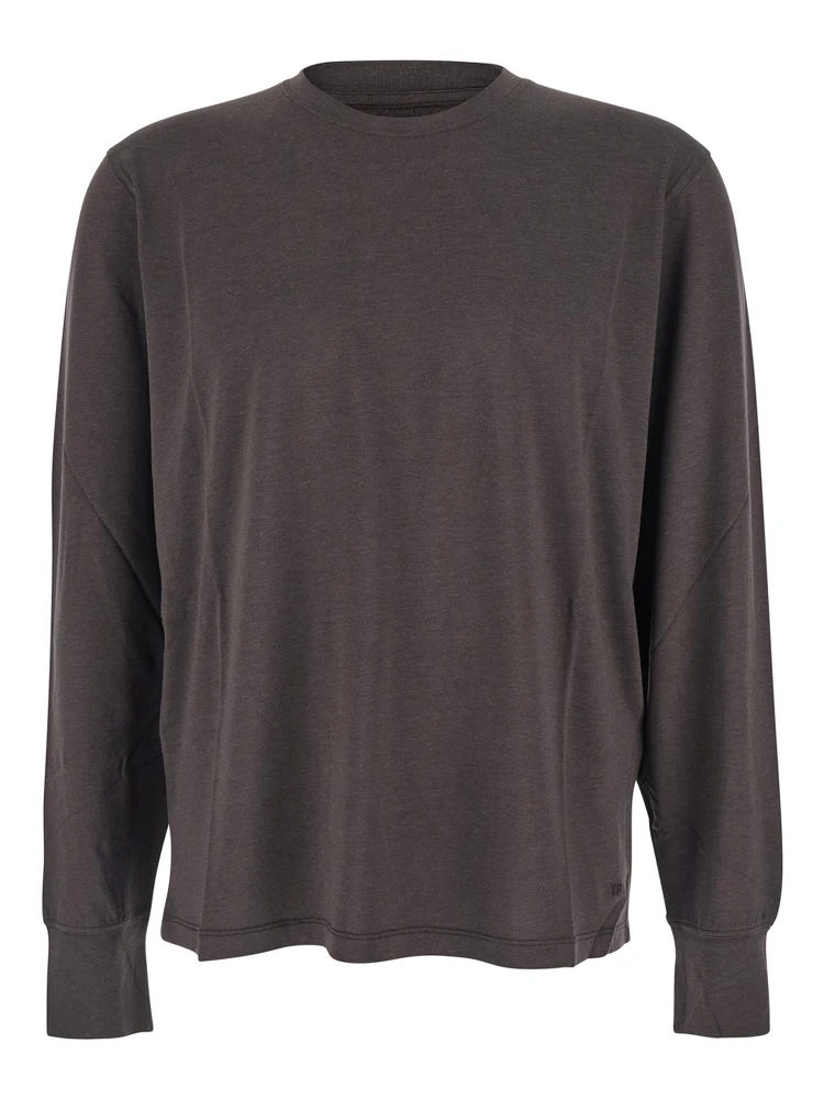 Brown Crewneck T-Shirt with Logo Detail on the Front in Cotton Blend Woman