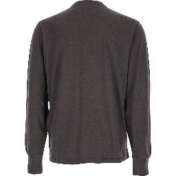 Brown Crewneck T-Shirt with Logo Detail on the Front in Cotton Blend Woman