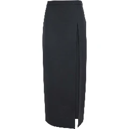 Black Skirt with Front Single Slit in Fabric Woman