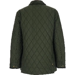 Green Jacket with Corduroy Collar and Logo Patch on the Sleeve in Cotton Man