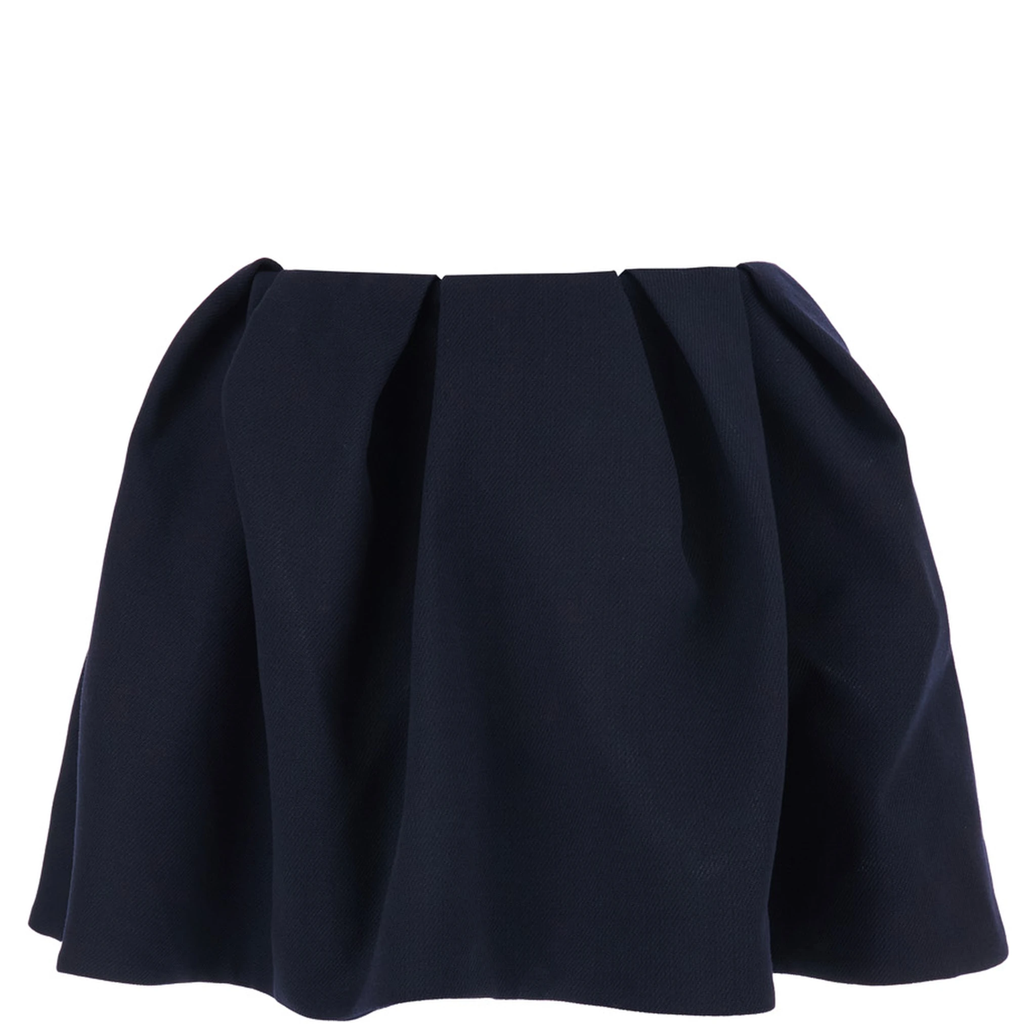Blue Pleated Miniskirt with Rear Concealed Zip Closure in Wool Woman
