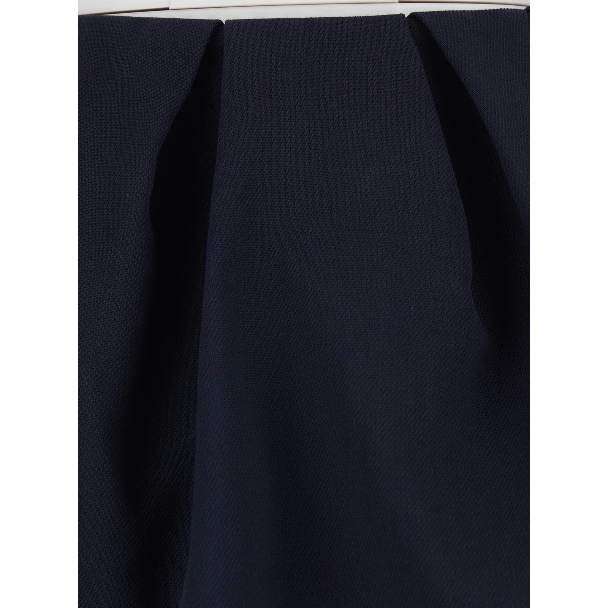 Blue Pleated Miniskirt with Rear Concealed Zip Closure in Wool Woman