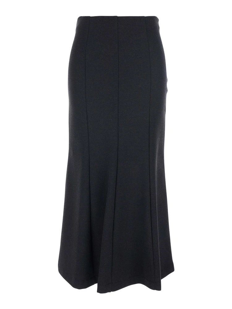 Grey Long Skirt with Pleated Details and Side Concealed Zip Closure in Viscose Blend Stretch Woman